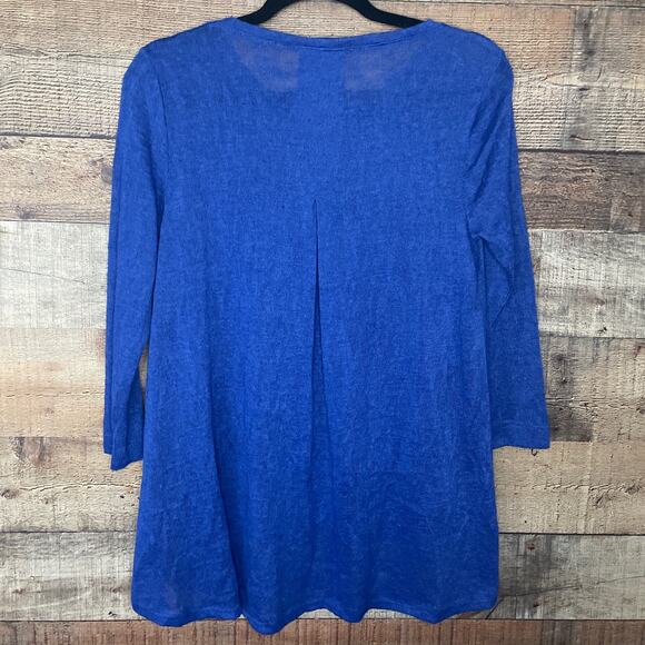 Philosophy Blue Crop Sleeve Lightweight Sweater Size Medium - Picture 6 of 9